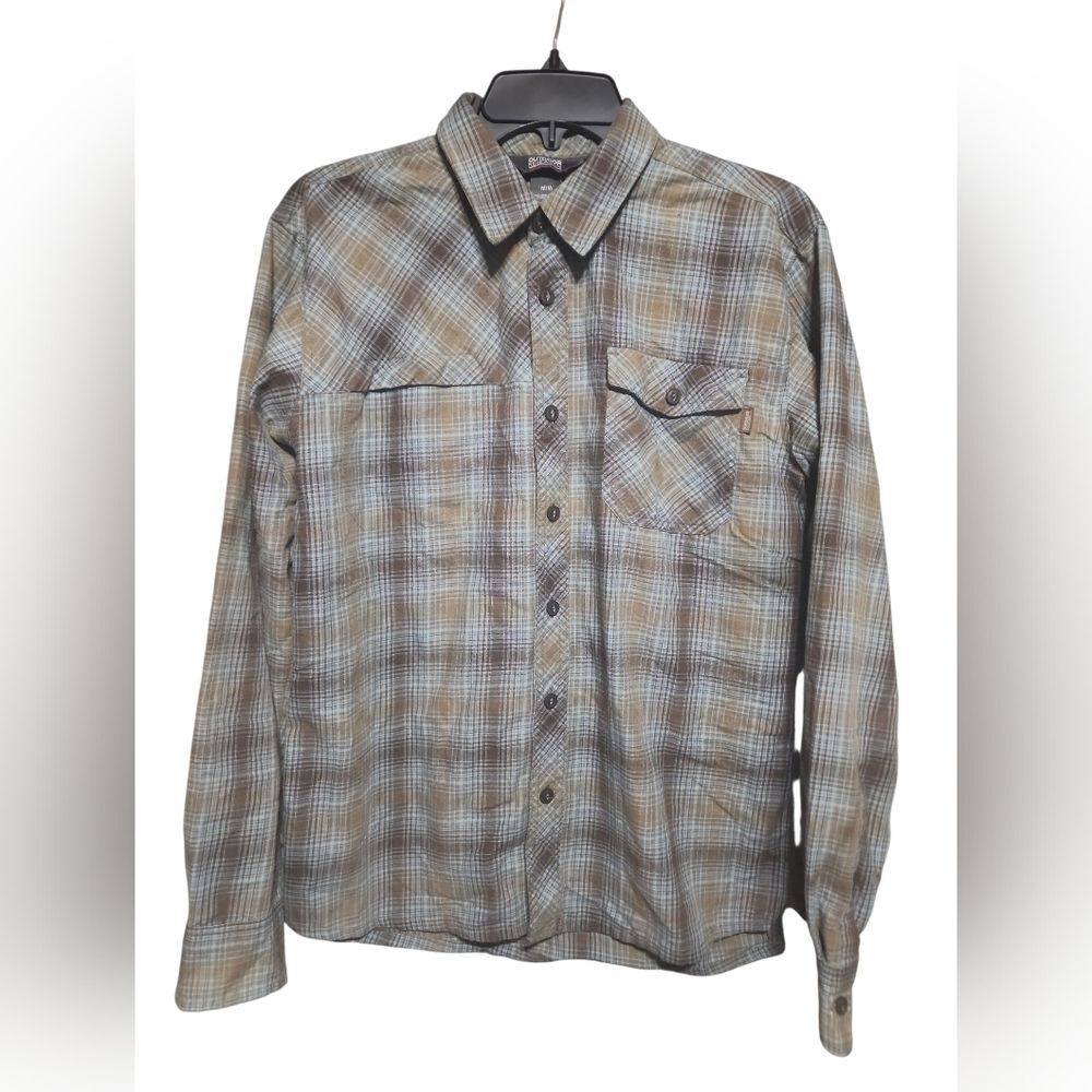 Outdoor Research Men’s Medium Long Sleeve Plaid Button Up Shirt Army Green